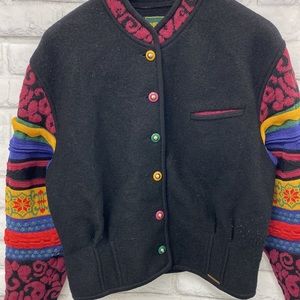 Geiger Black Wool Knit Cardigan Sweater Size 40 Austria ~ Coogi